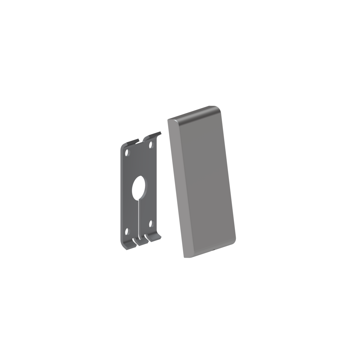 Inox Care Grundplatte vario, mit Blindabdeckung, für Stützklappgriffe mit E-Taster, Anschluss verdeckt mit Montageplatte, 110 x 23 x 226 mm, Edelstahl