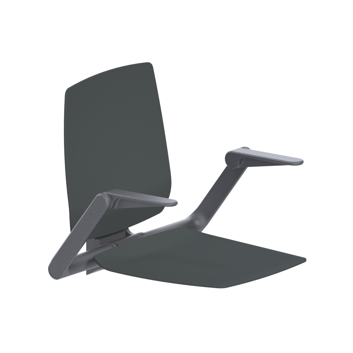 Ascento Lift-up shower seat vario, with backrest and armrests, 584 x 512 x 505 mm, Ascento Dark grey