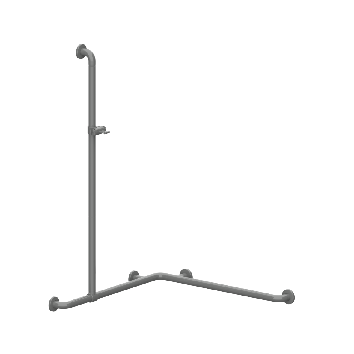 Nylon Care 400 Shower handrail, with movable shower handrail, left and right, 767 x 767 x 1158 mm, Dark grey