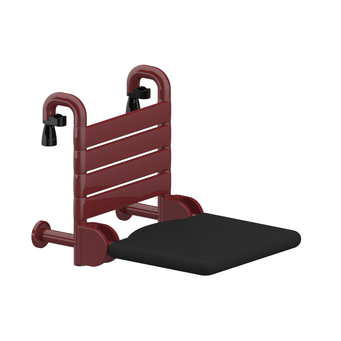 Nylon Care 400 Siège de douche à suspendre FR, avec rosaces, 410 x 565 x 440 mm, Bordeaux, Rembourrage noir Nylon Care 400 Siège de douche à suspendre FR, avec rosaces, 410 x 565 x 440 mm, Bordeaux, Rembourrage noir