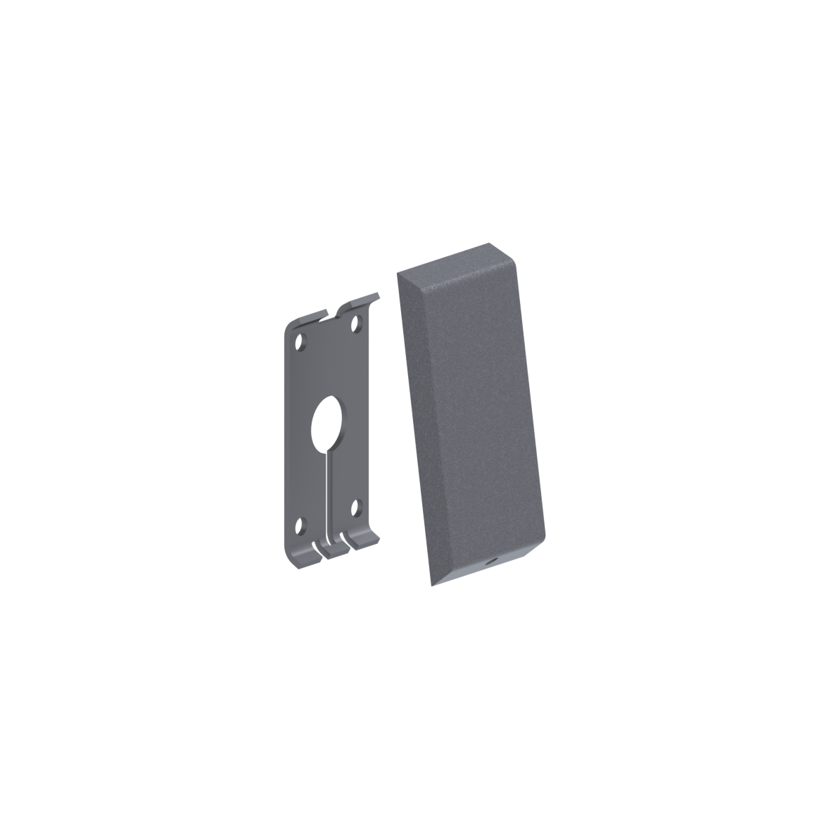 Cavere Care Grundplatte vario, mit Blindabdeckung, für Stützklappgriffe mit E-Taster, Anschluss verdeckt mit Montageplatte, 100 x 22 x 220 mm, Cavere Anthrazit-Metallic