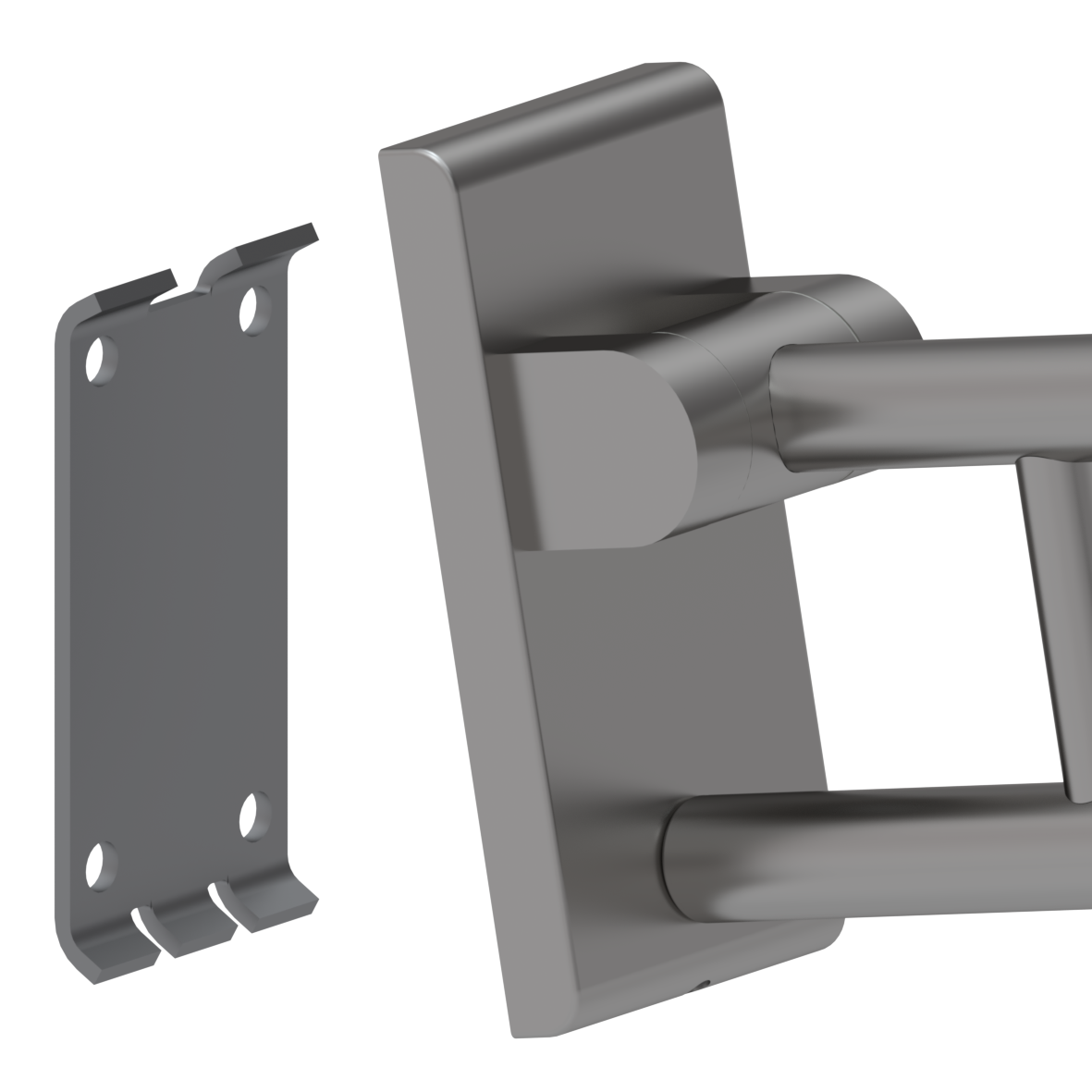 Inox Care Barre d'appui rabattable vario, avec platine de fixation, avec pied escamotable (750 mm), L = 850 mm, Inox