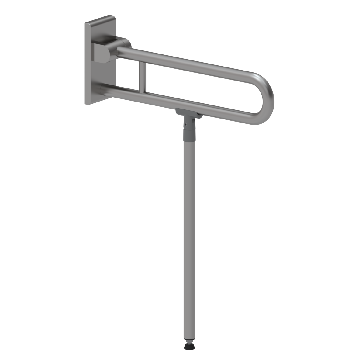 Inox Care Lift-up support rail vario, with base plate, with floor support (800 mm), left and right, L = 600 mm, Stainless steel