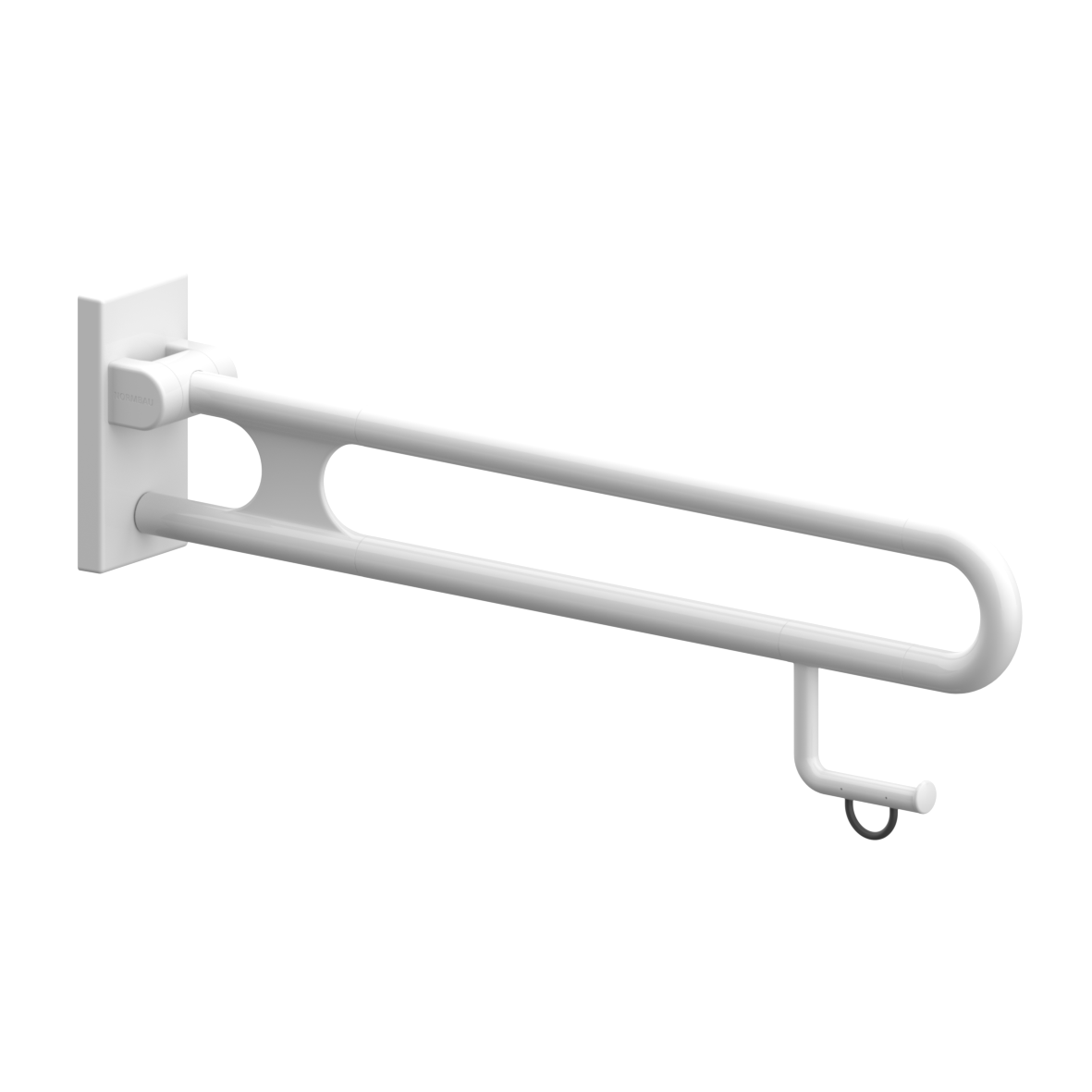 Nylon Care Stützklappgriff vario, mit Grundplatte, mit Papierrollenhalter, L = 900 mm, Weiß
