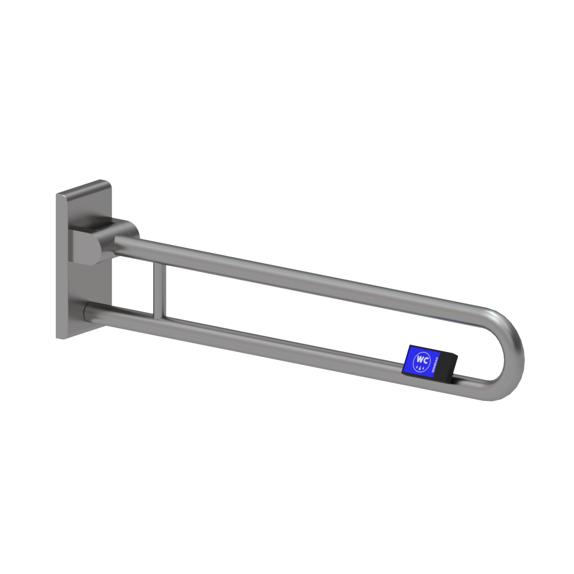 Inox Care Lift-up support rail vario, with base plate, with remote control, right, L = 850 mm, Stainless steel
