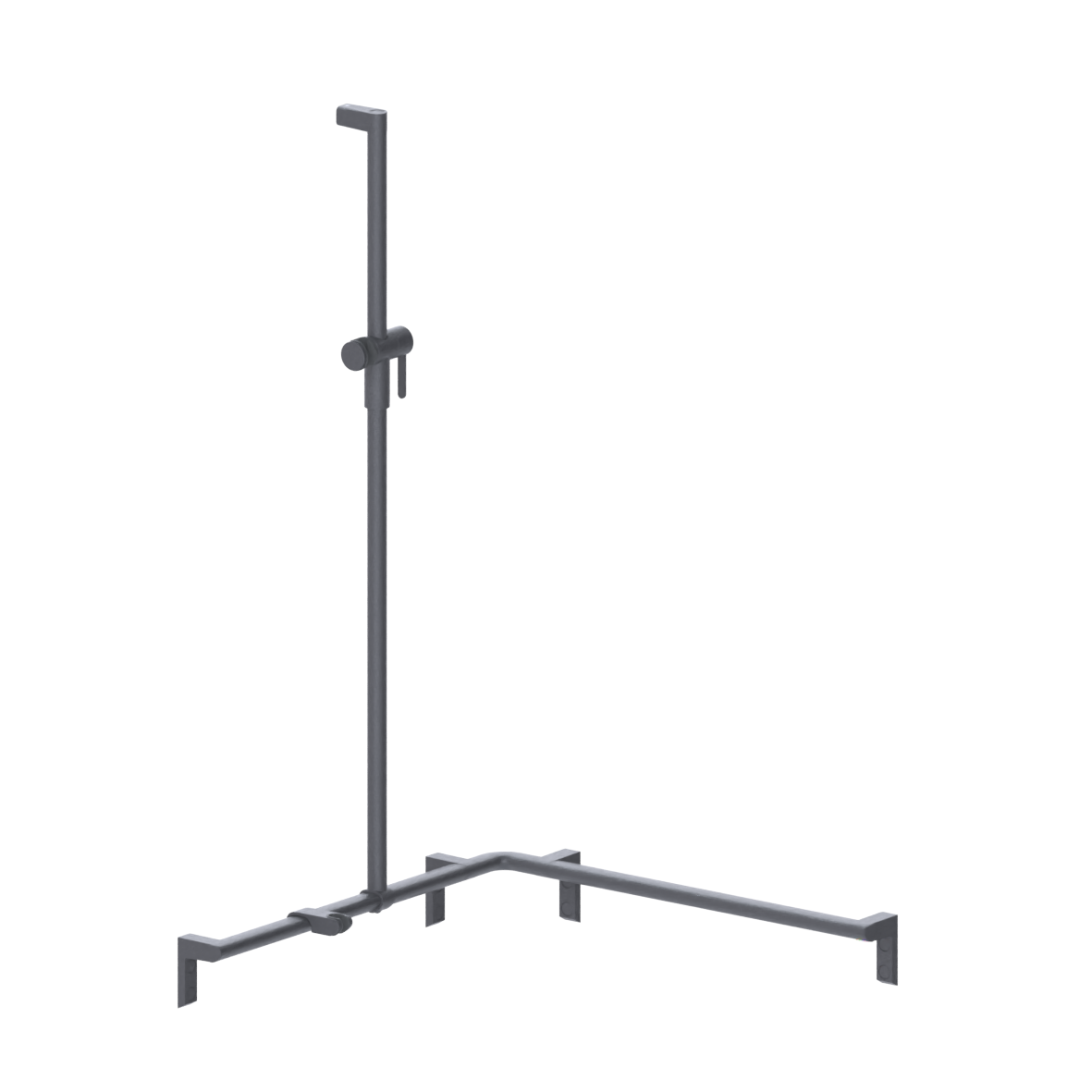 Cavere Care Shower handrail, with movable shower handrail, left, 750 x 750 x 1200 mm, Cavere Metallic anthracite