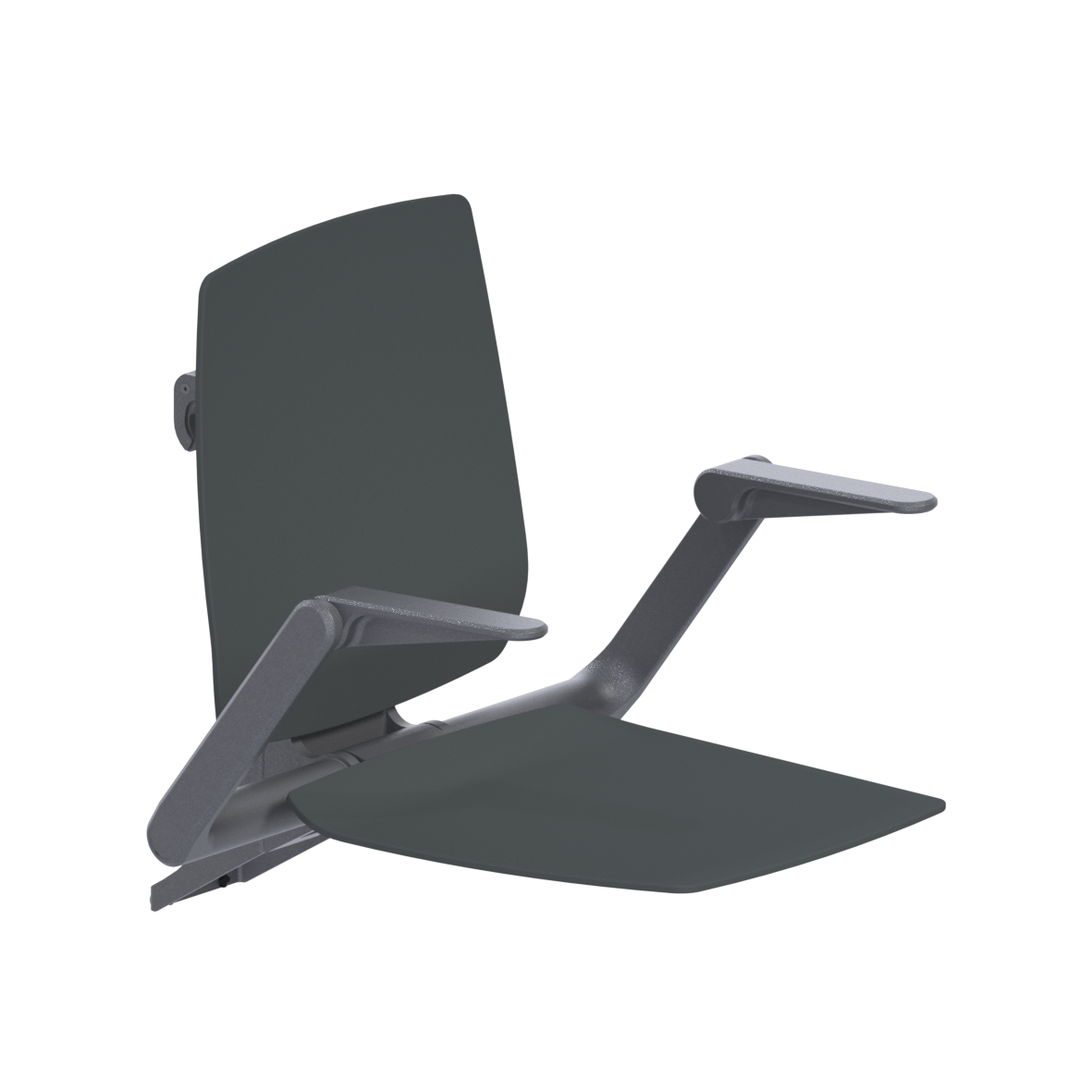 Siège de douche à suspendre CH, avec accoudoir et dossier, pour Inox Care et Nylon Care, 584 x 640 x 574 mm, Ascento Gris foncé