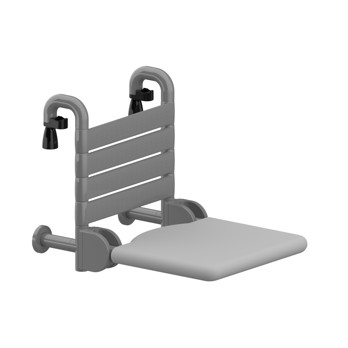 Nylon Care 400 Siège de douche à suspendre FR, avec rosaces, 410 x 565 x 440 mm, Gris foncé, Rembourrage gris clair