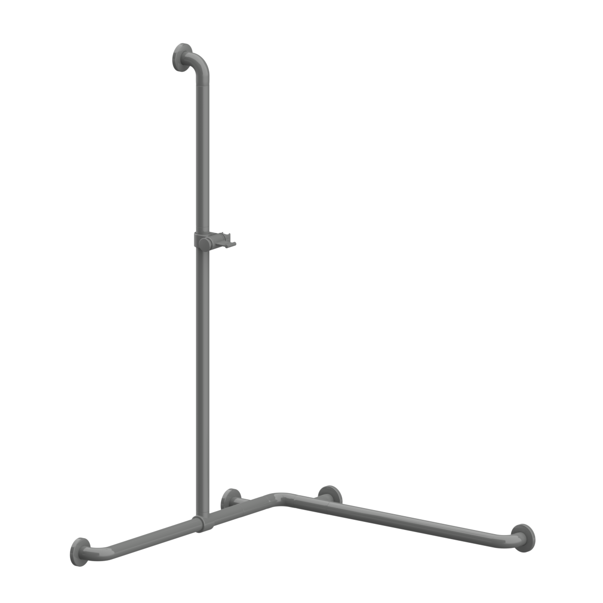 Nylon Care 300 Shower handrail, with movable shower handrail, left and right, 767 x 767 x 1158 mm, Dark grey