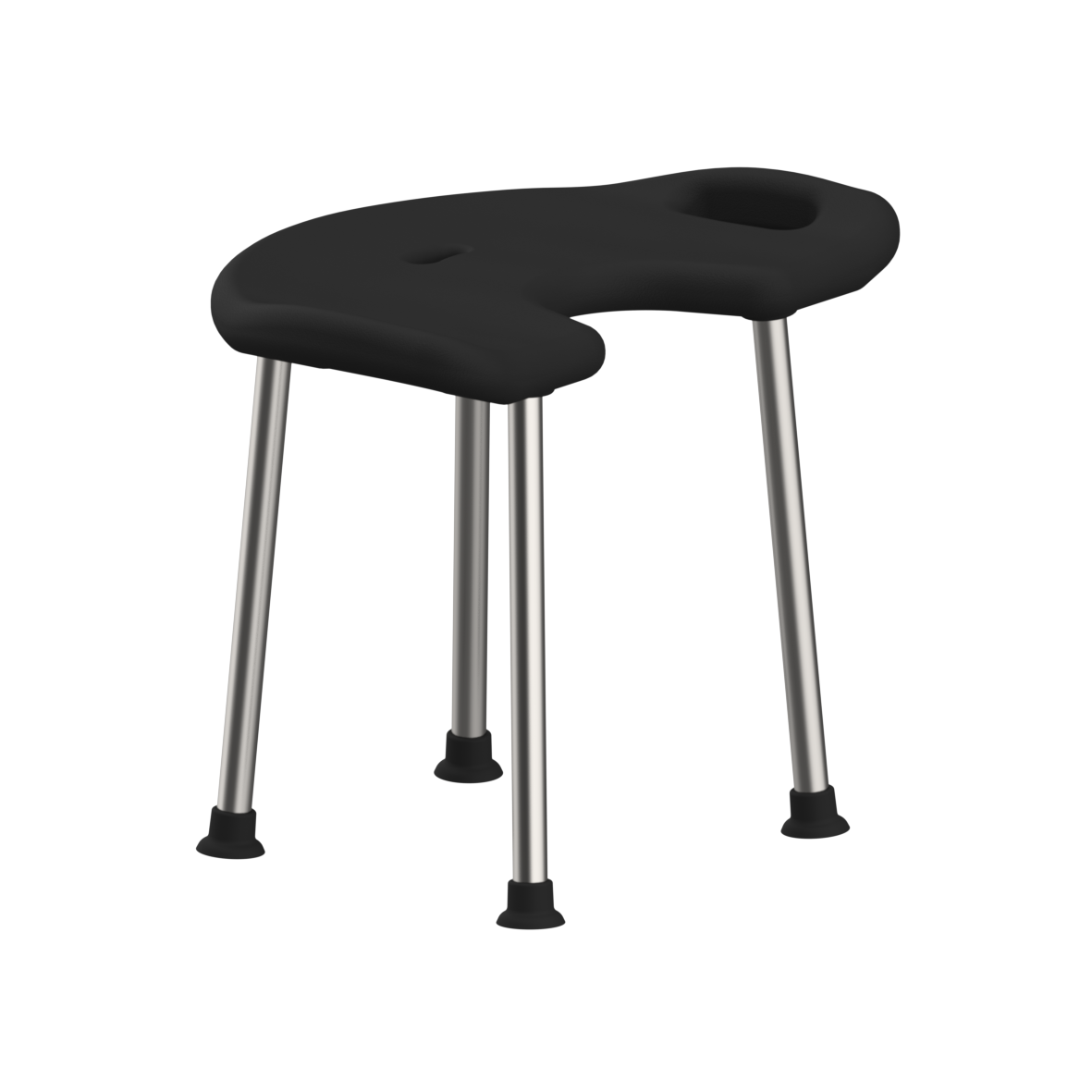 Inox Care Stool, with hygiene recess, 600 x 400 x 115 mm, Stainless steel, padded, colour black