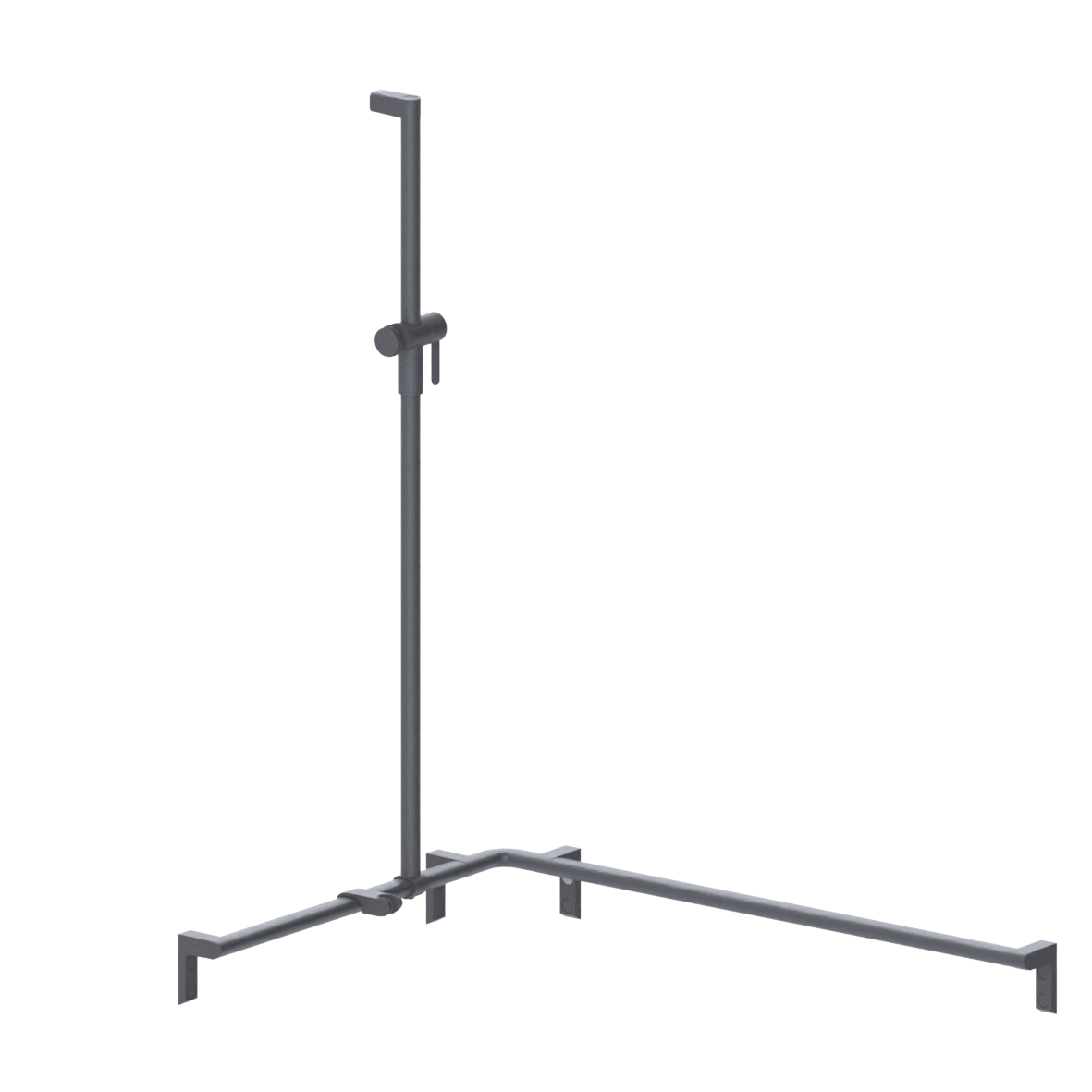 Cavere Care Douche steungreep, met verstelbare doucheglijstang houer, links, 1050 x 750 x 1200 mm, Cavere Antraciet-metallic
