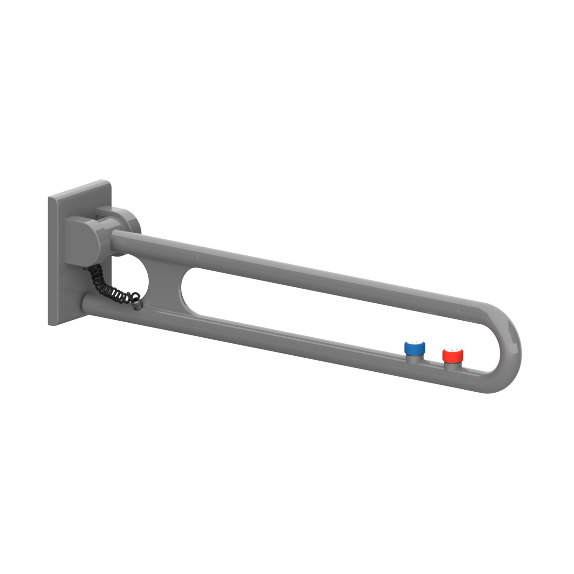 Nylon Care 300 Lift-up support rail, with 2 E-buttons (WC and call: NOC and NCC), left and right, L = 850 mm, connection covered with mounting plate, Dark grey
