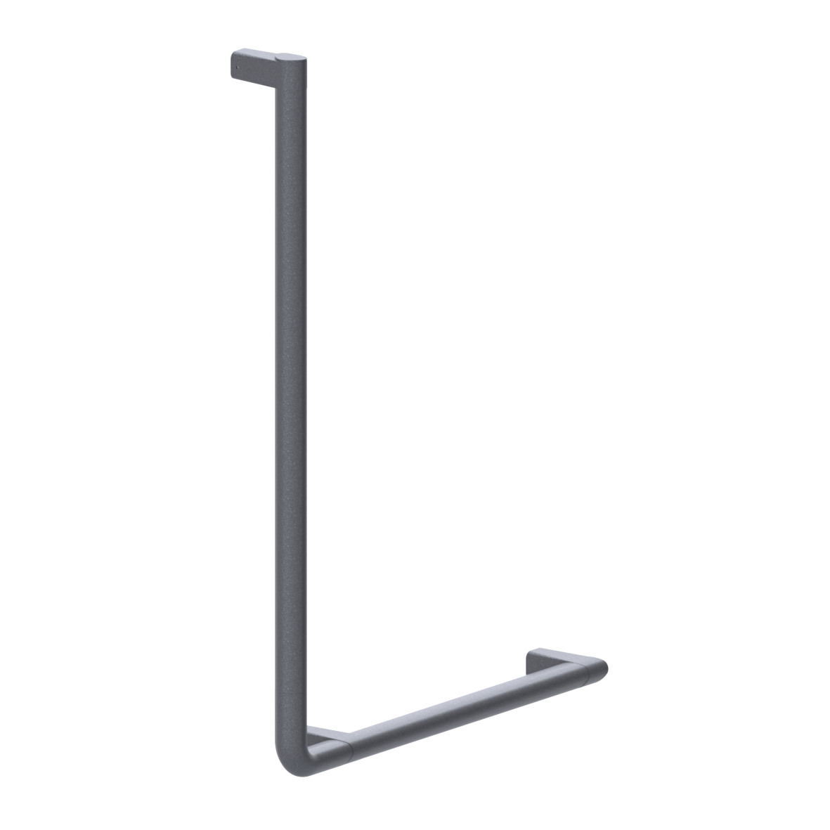 Cavere Care Grab rail, 90°, left, 500 x 750 mm, single-point mounting, Cavere Metallic anthracite