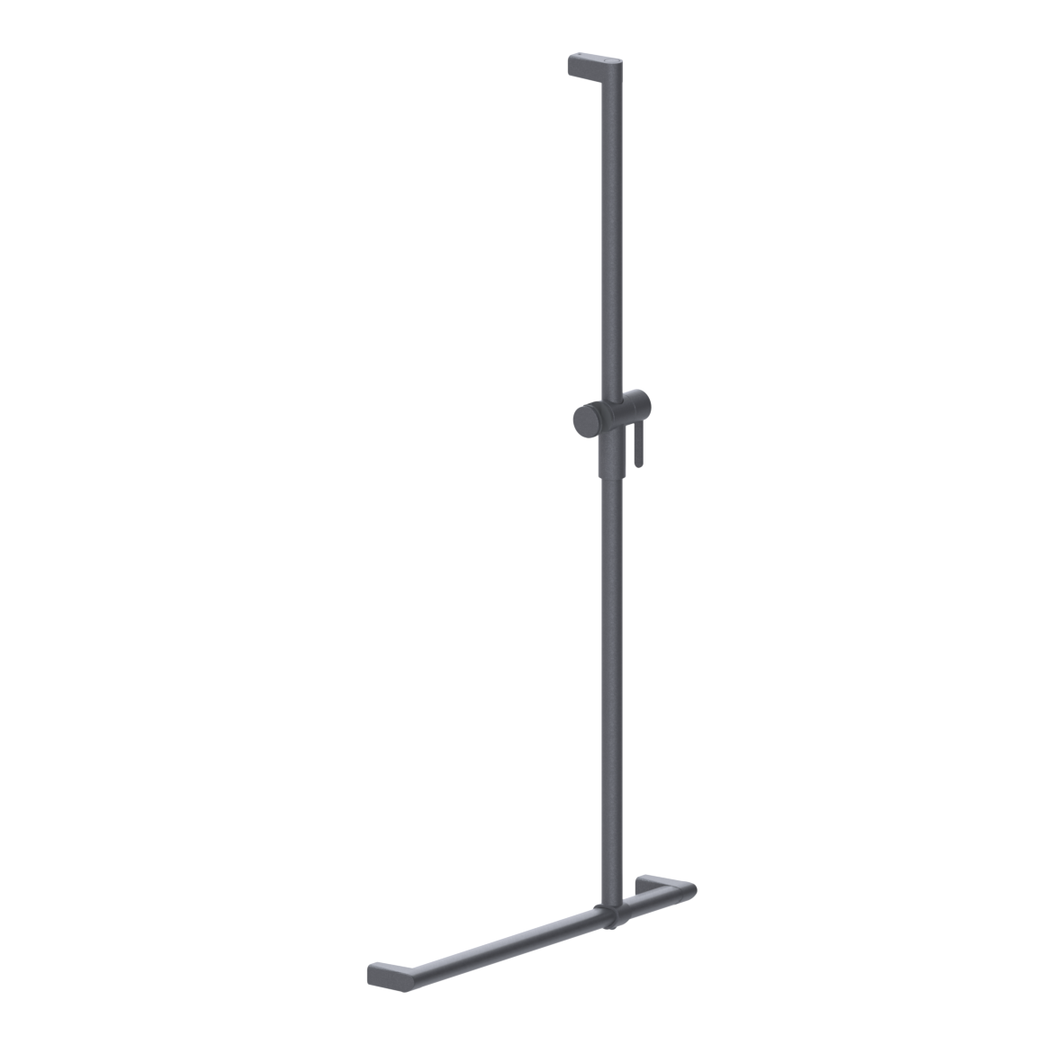 Cavere Care Shower handrail, with movable shower handrail, 600 x 1200 mm, single-point mounting, Cavere Metallic anthracite