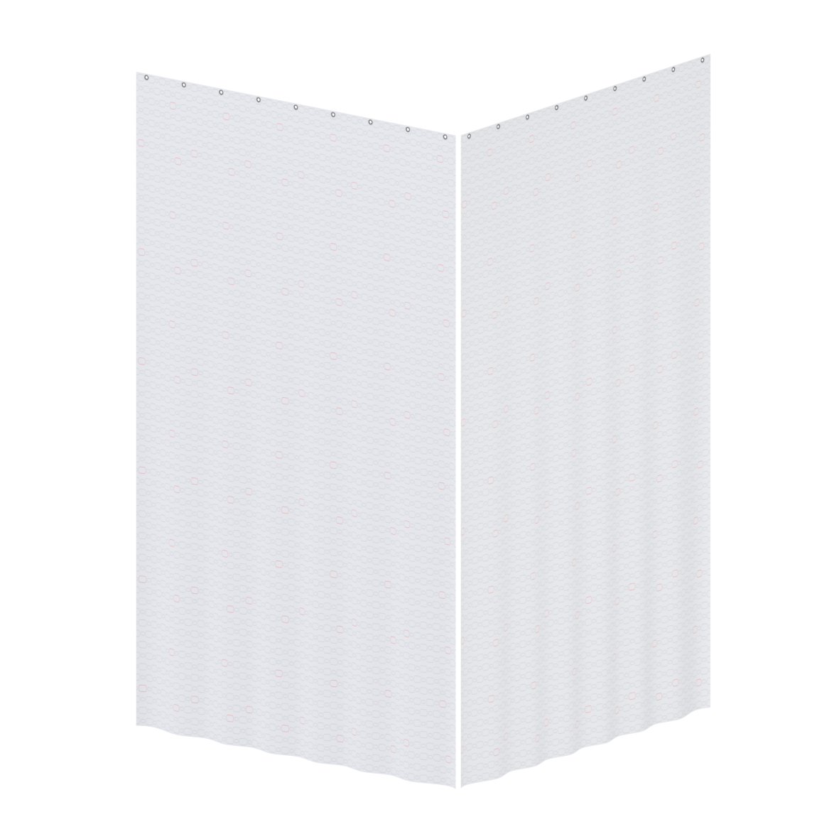 Care Douchegordijn, tweedelig, 1 x 1800 / 3300 x 2000 mm, Wit ovaal patroon