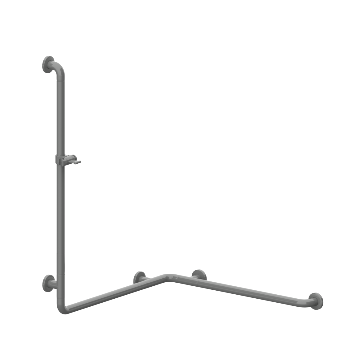 Nylon Care 300 Shower handrail, with shower head rail, left and right, 767 x 767 x 1158 mm, Dark grey