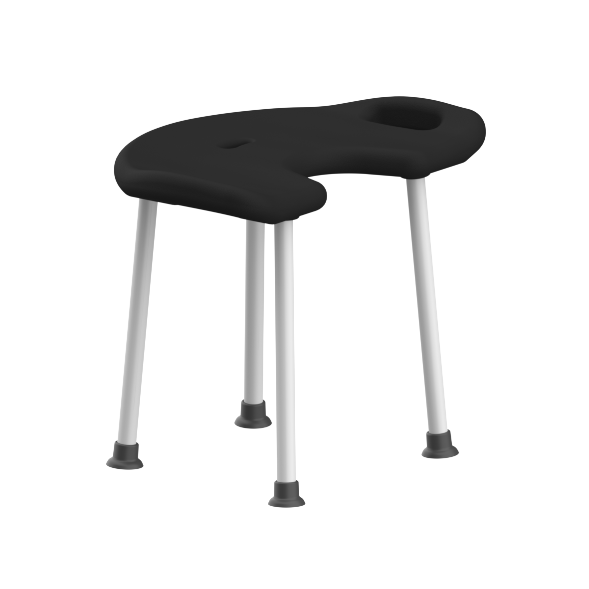 Nylon Care 300 Stool, with hygiene recess, 590 x 520 x 90 mm, White, padded, colour black