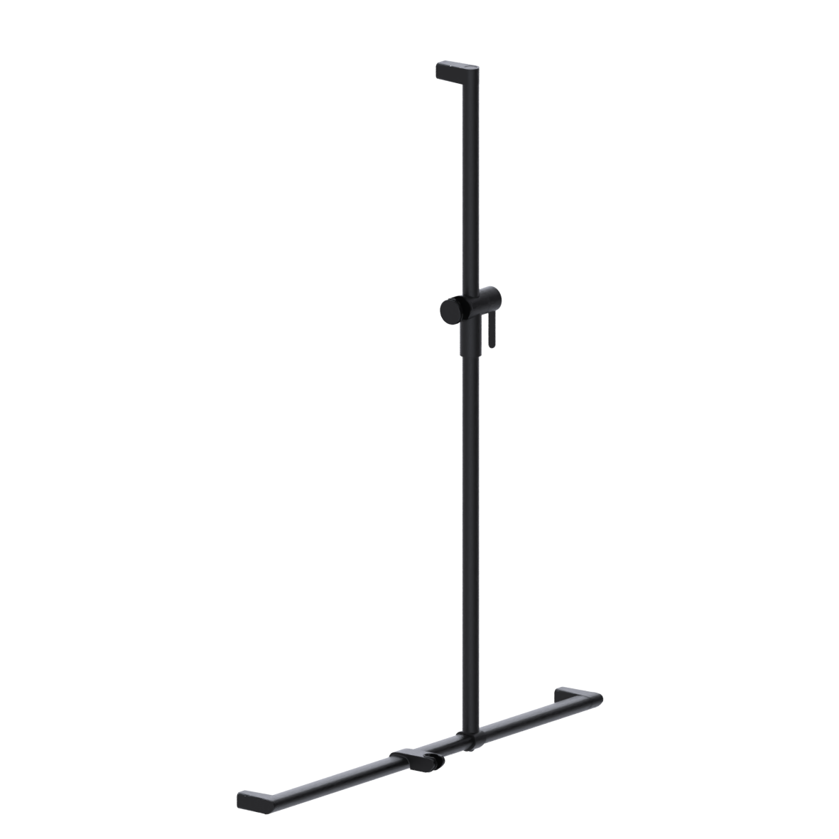 Cavere Care Main courante de maintien, avec barre support de douchette à position réglable, 900 x 1200 mm, fixation en un point, Cavere Noir carbone