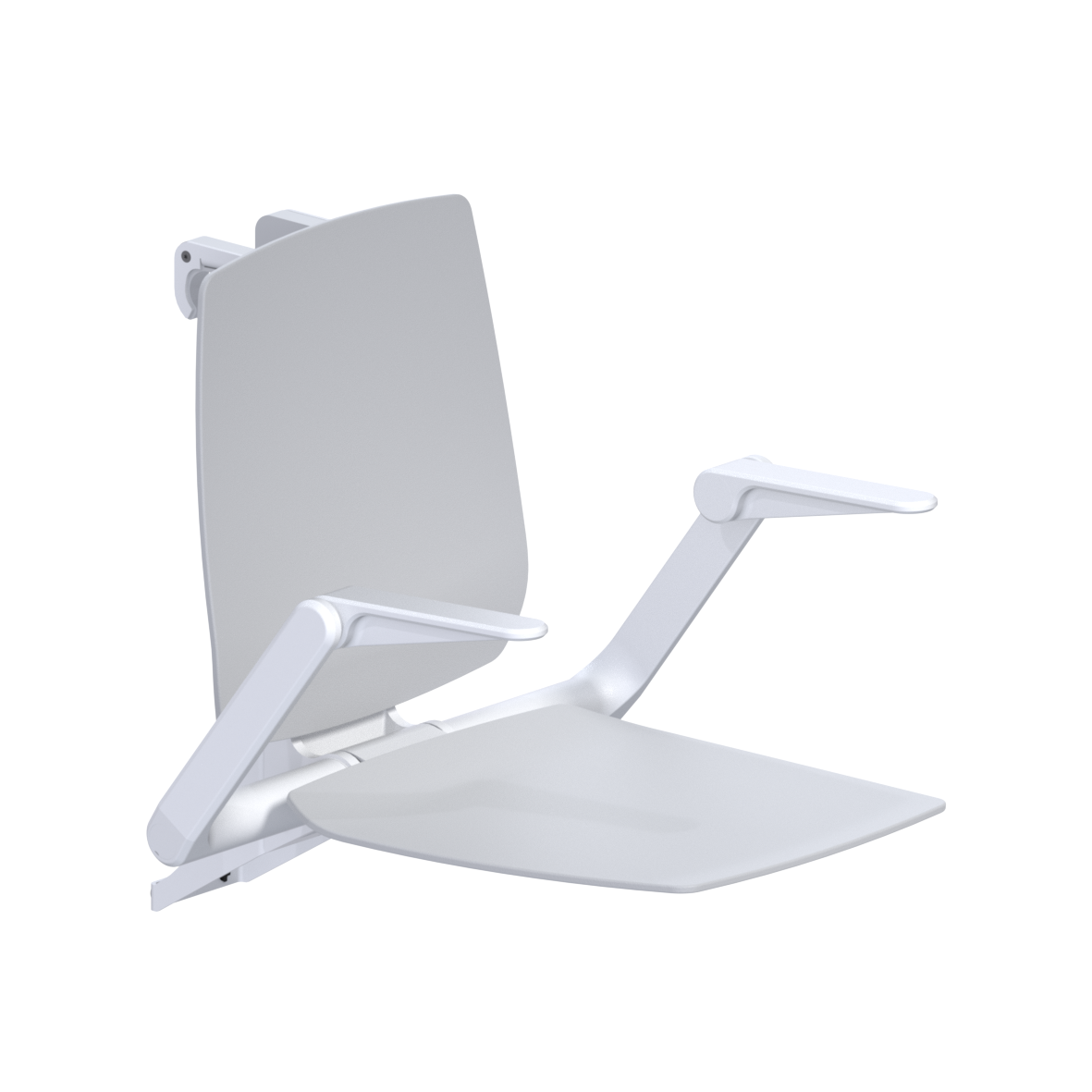 Siège de douche à suspendre, avec accoudoir et dossier, pour Inox Care et Nylon Care, 584 x 640 x 574 mm, Ascento Blanc Siège de douche à suspendre, avec accoudoir et dossier, pour Inox Care et Nylon Care, 584 x 640 x 574 mm, Ascento Blanc