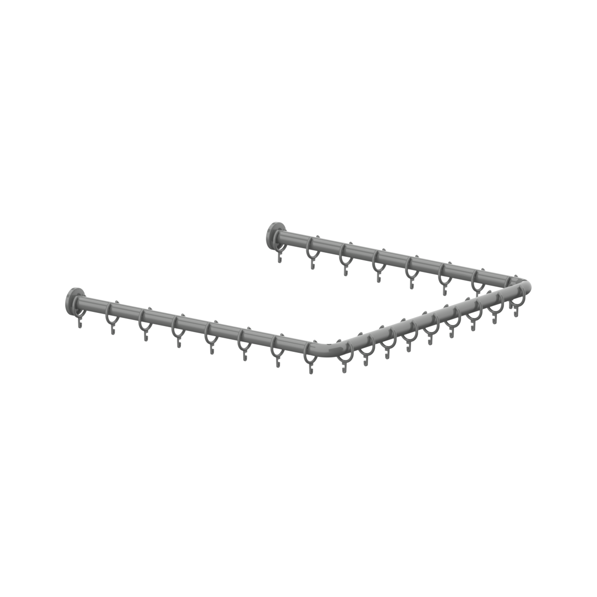 Nylon Care 400 Douchegordijnstang, met Gordijnringen, U-vorm, 800 x 800 mm, Donkergrijs