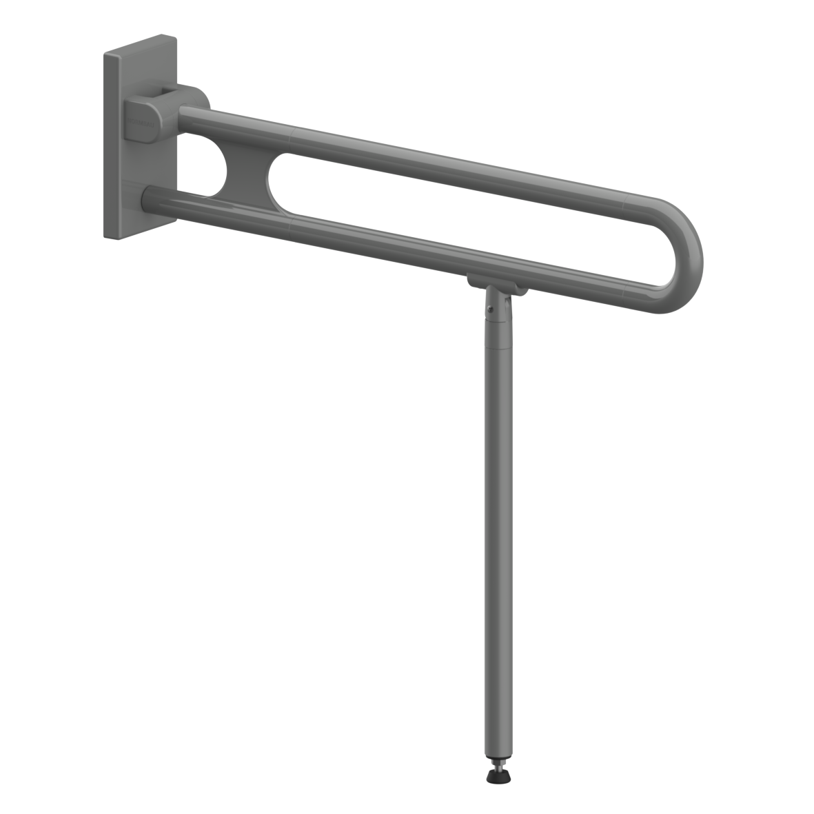 Nylon Care Lift-up support rail vario, with base plate, with floor support (750 mm), left and right, L = 850 mm, Dark grey