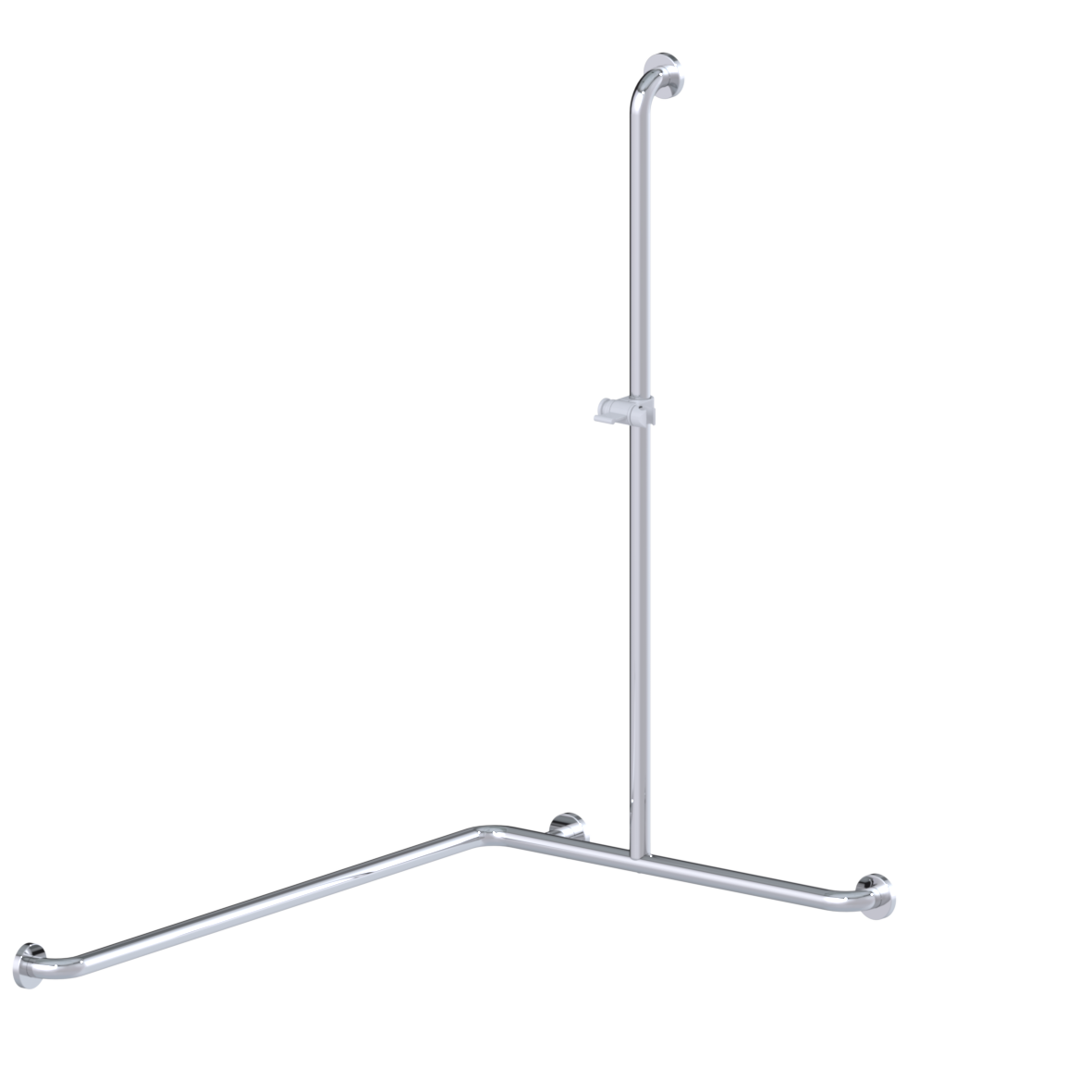 Inox Care Duschhandlauf, mit Brausehalterstange mittig, rechts, 1100 x 750 x 1200 mm, Hochglanzpoliert, Brausehalter in Weiß (019) Inox Care Duschhandlauf, mit Brausehalterstange mittig, rechts, 1100 x 750 x 1200 mm, Hochglanzpoliert, Brausehalter in Weiß (019)