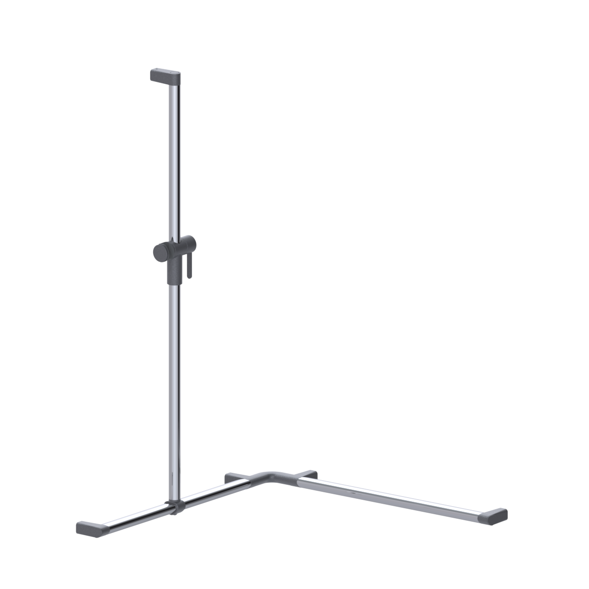 Cavere Care Chrome Shower handrail, with movable shower handrail, left, 750 x 750 x 1100 mm, single-point mounting, Chrome metallic anthracite