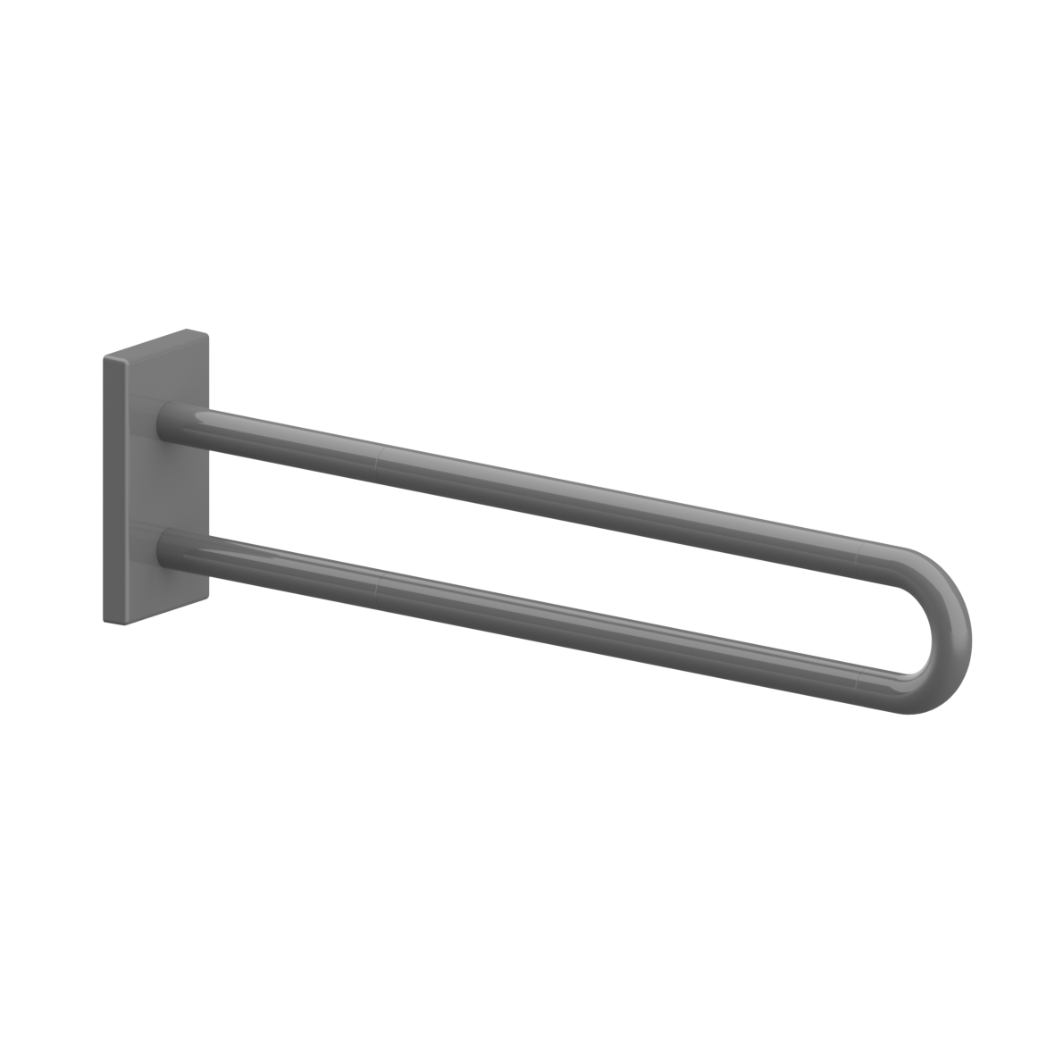 Nylon Care Wall support rail vario, with base plate, left and right, L = 850 mm, Dark grey
