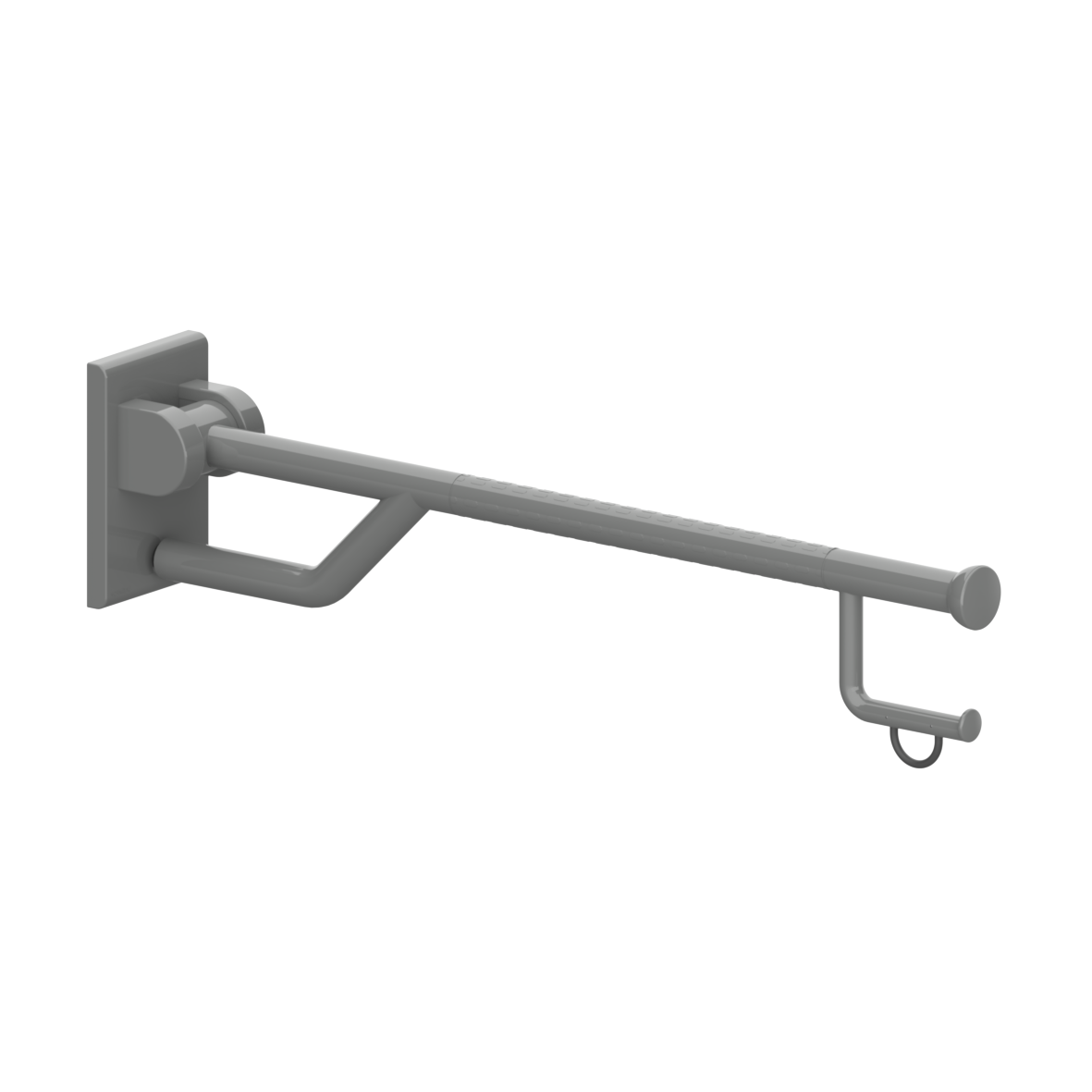 Nylon Care 400 Lift-up support rail, with a bar, with toilet roll holder, left and right, L = 850 mm, Dark grey