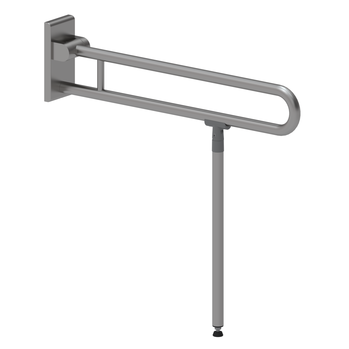 Inox Care Lift-up support rail vario, with base plate, with floor support (750 mm), left and right, L = 850 mm, Stainless steel