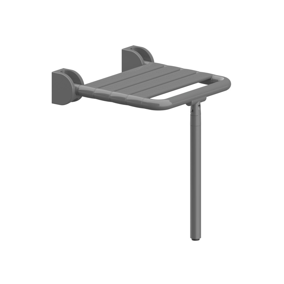Nylon Care 400 Lift-up shower seat, with floor support, 406 x 410 x 480 mm, Dark grey