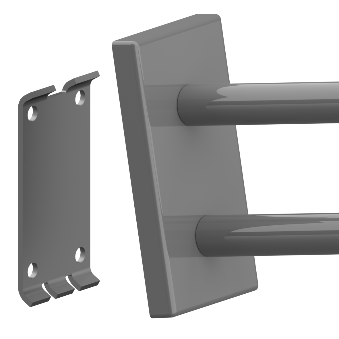 Nylon Care Wall support rail vario, with base plate, L = 725 mm, Dark grey