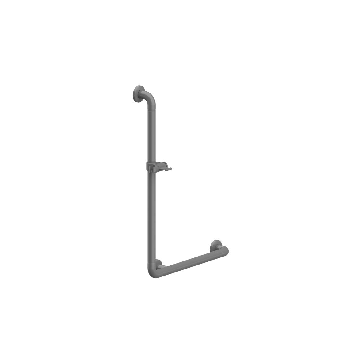 Nylon Care 300 Grab rail, with shower head holder, 90°, left and right, 500 x 750 mm, Dark grey