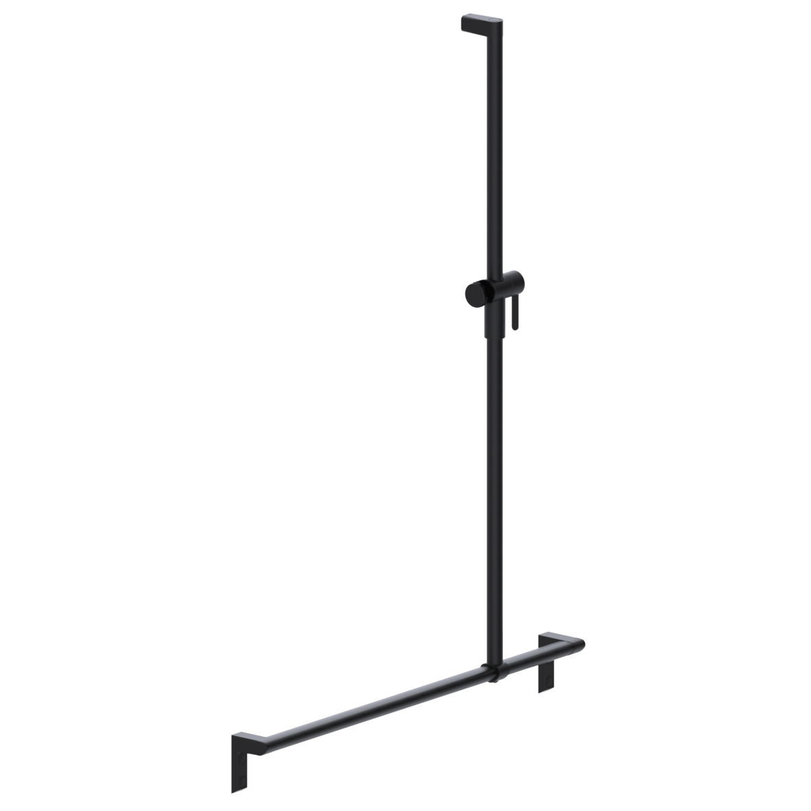 Cavere Care Shower handrail, with movable shower handrail, left and right, 900 x 1200 mm, Cavere Carbon black