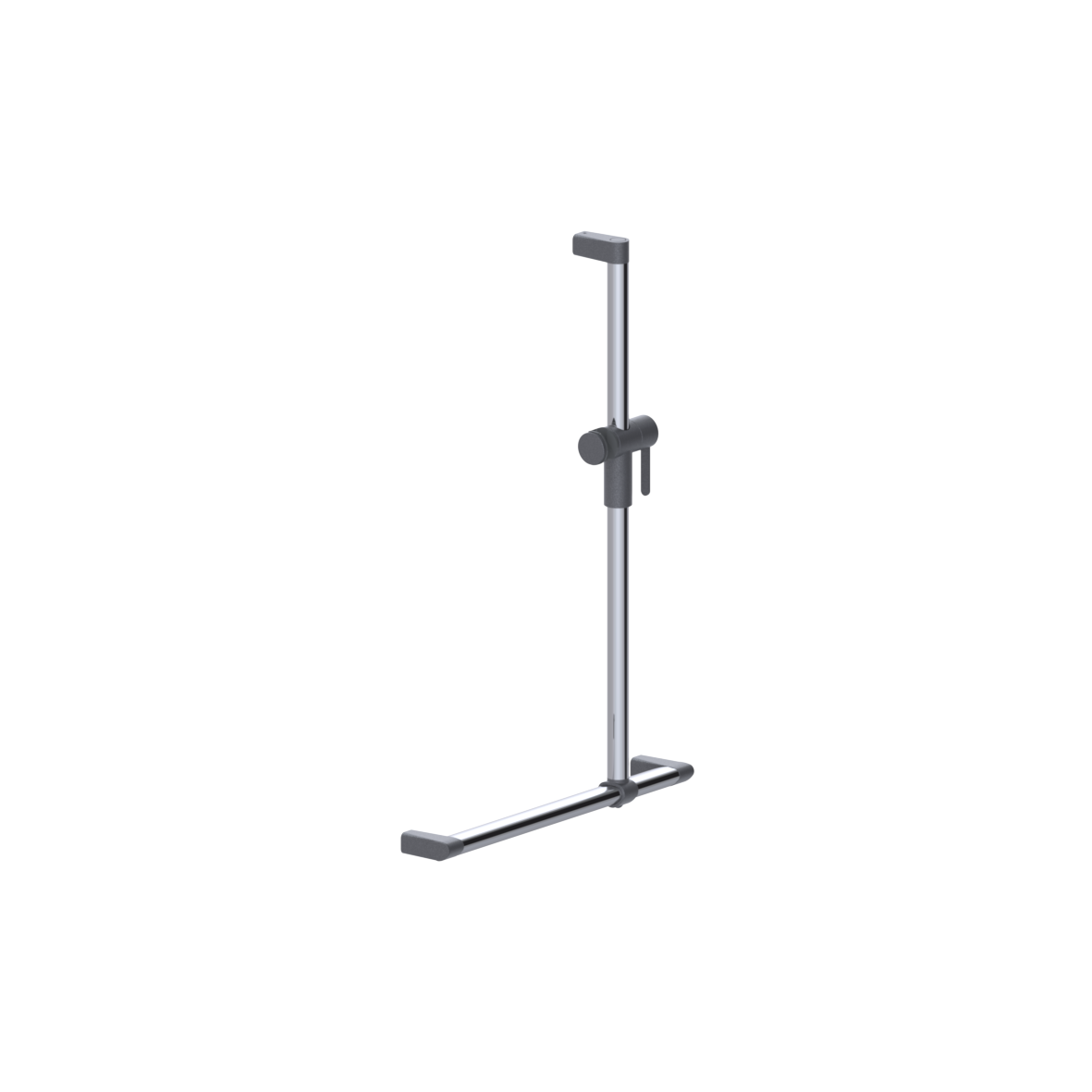 Cavere Care Chrome Shower handrail, with movable shower handrail, left and right, 500 x 750 mm, single-point mounting, Chrome metallic anthracite