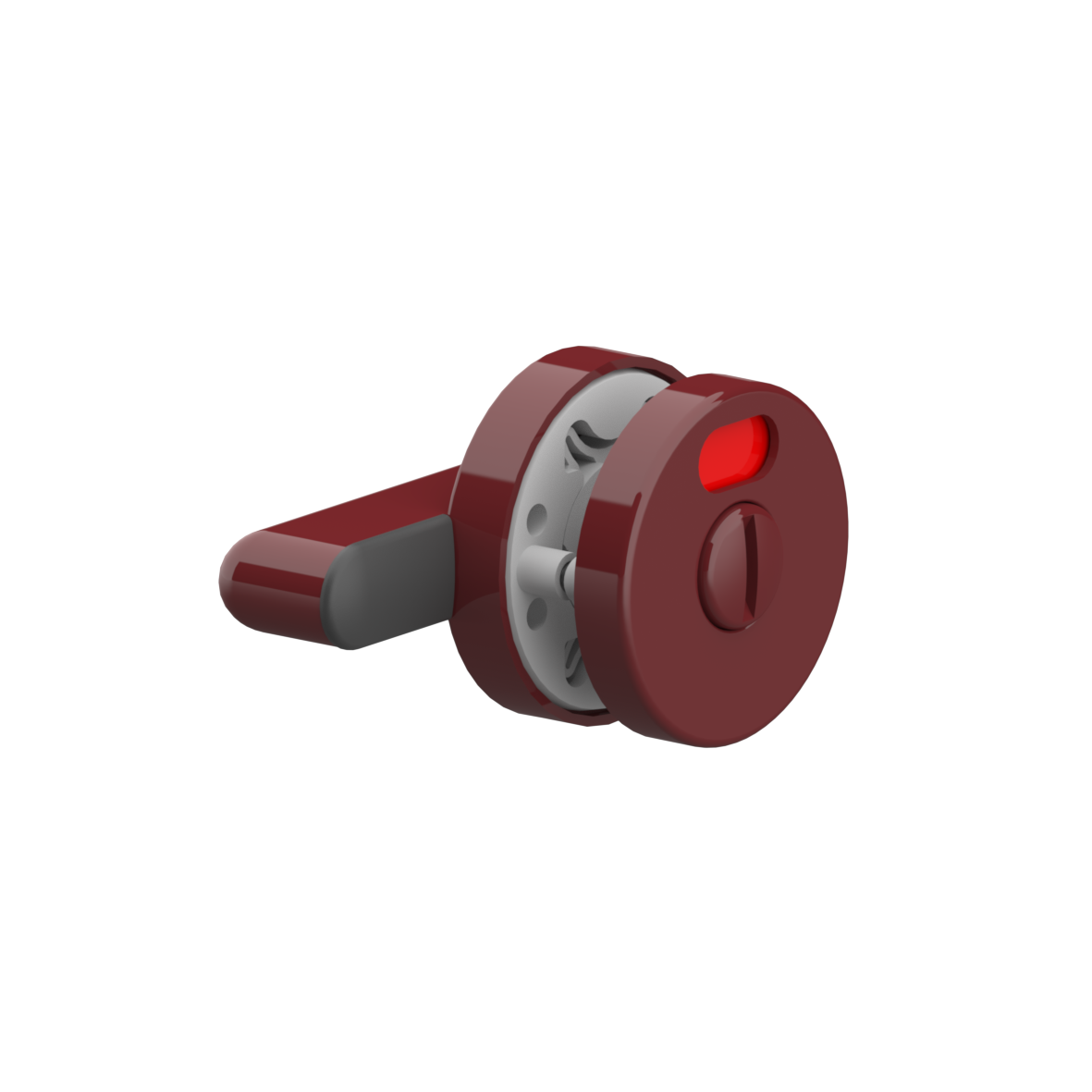 Nylon Partition Door Lock NY.TWR 84 NT, with stainless steel coin button, 80 x 75 x 52 mm, Dark red