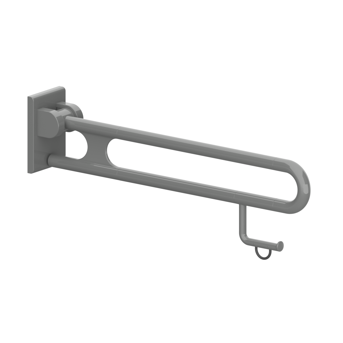 Nylon Care 300 Lift-up support rail, with Toilet roll holder, left and right, L = 850 mm, Dark grey