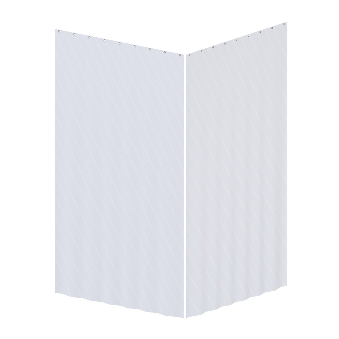 Care Douchegordijn, tweedelig, 1 x 1800 / 3300 x 2000 mm, Wit met diagonale strepen
