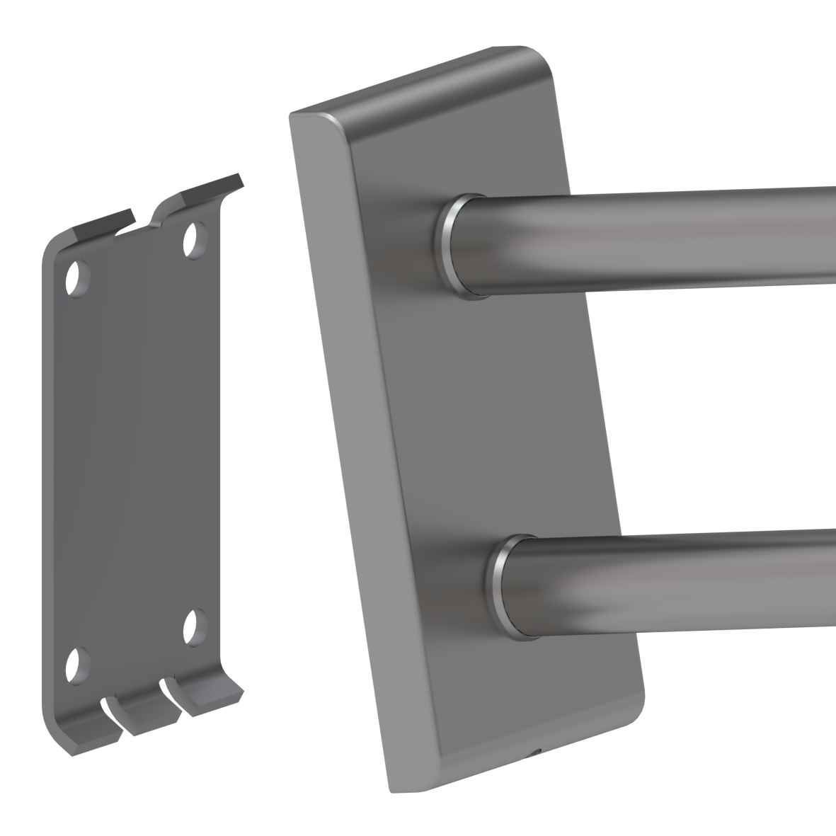 Inox Care Wall support rail vario, with base plate, L = 850 mm, Stainless steel