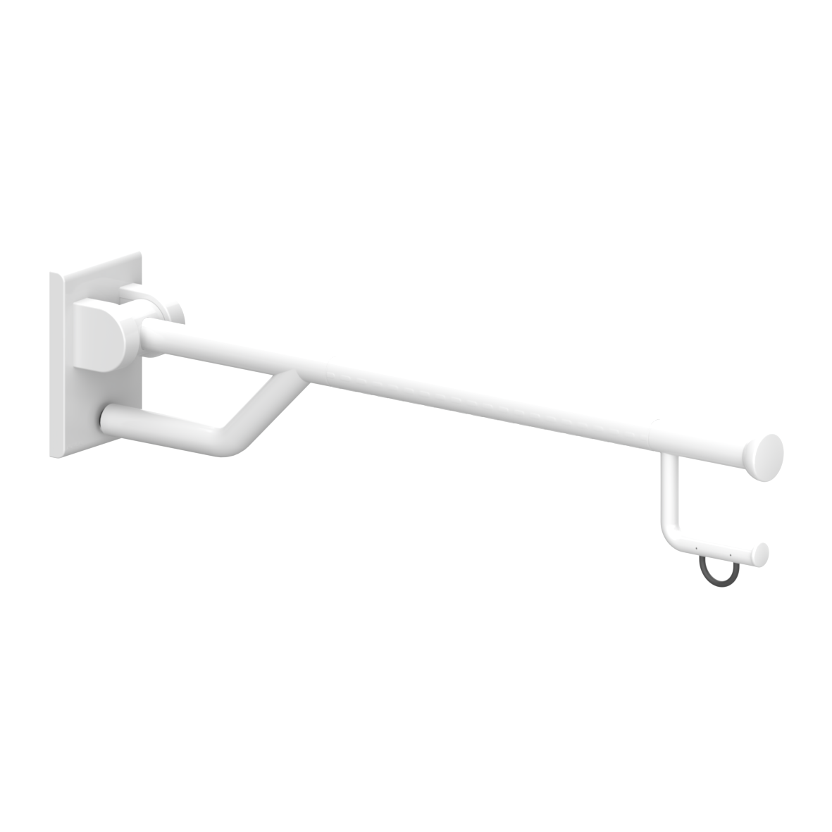 Nylon Care 400 Lift-up support rail, with a bar, with toilet roll holder, left and right, L = 900 mm, White