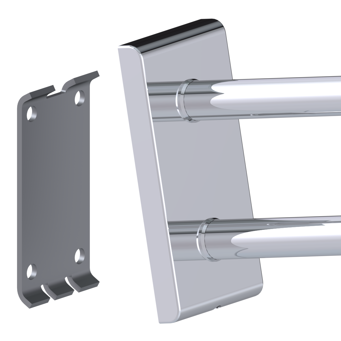 Inox Care Wandstützgriff vario, mit Grundplatte, L = 850 mm, Hochglanzpoliert
