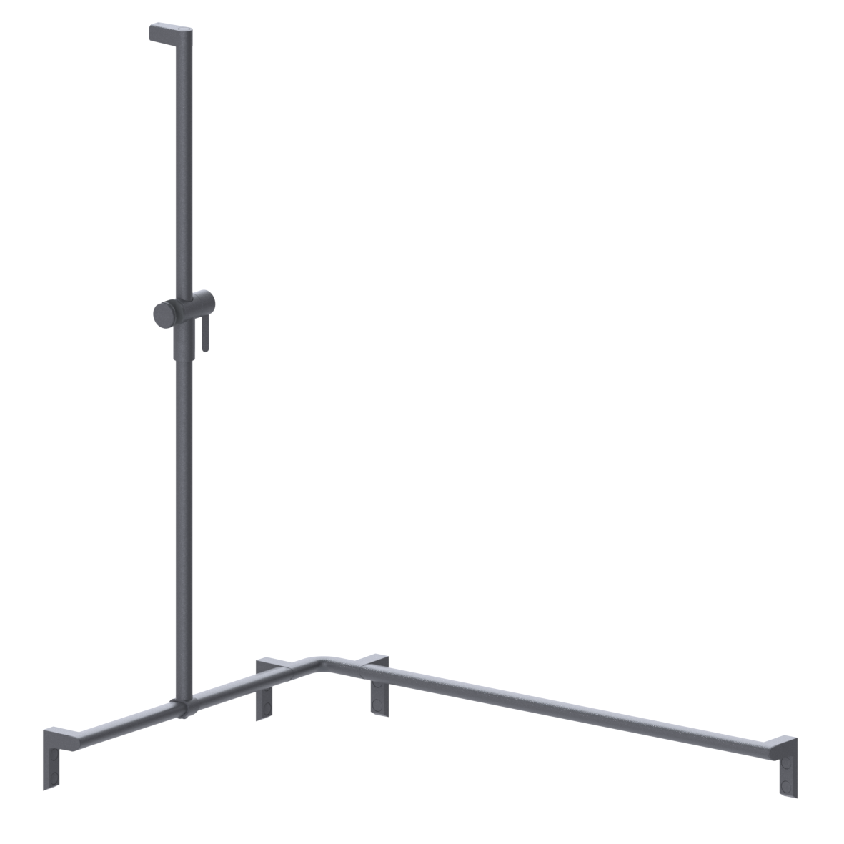 Cavere Care Shower handrail, with movable shower handrail, left, 1050 x 750 x 1200 mm, Cavere Metallic anthracite