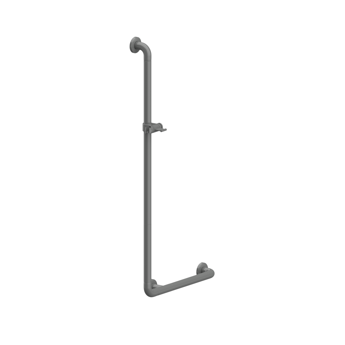 Special Care Adipositas Grab rail, with shower head holder, 90°, left and right, 460 x 1086 mm, Dark grey