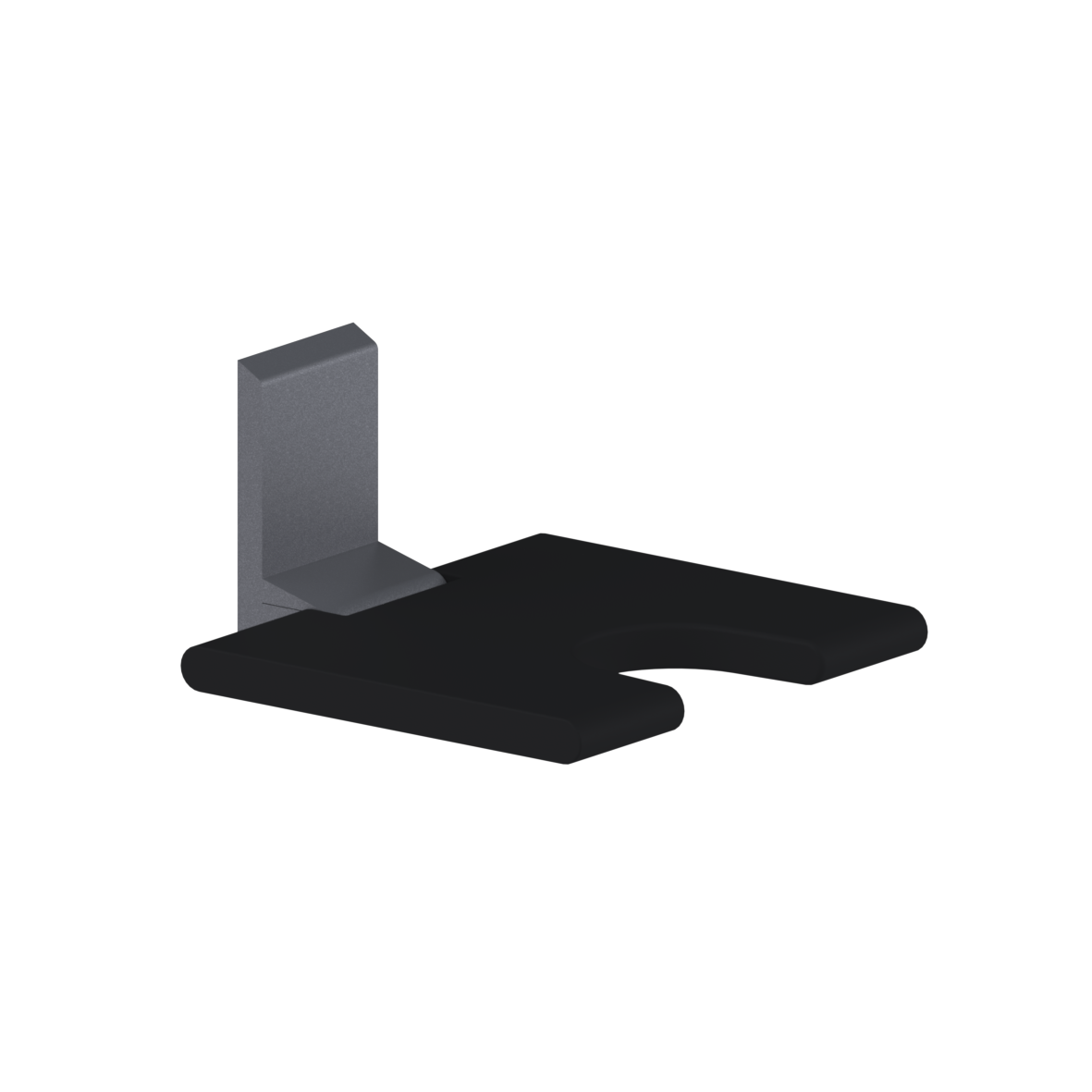 Cavere Care Lift-up shower seat vario, with base plate, with hygiene recess, 462 x 450 x 230 mm, Cavere Metallic anthracite, padded, colour black