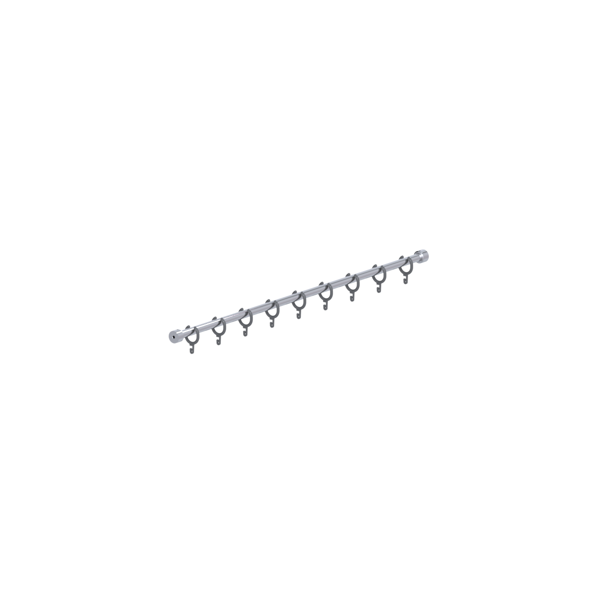 Cavere Care Chrome Tringle de douche, avec anneau à rideaux, en forme de I, L = 1000 mm, Chrome Anthracite métallisé