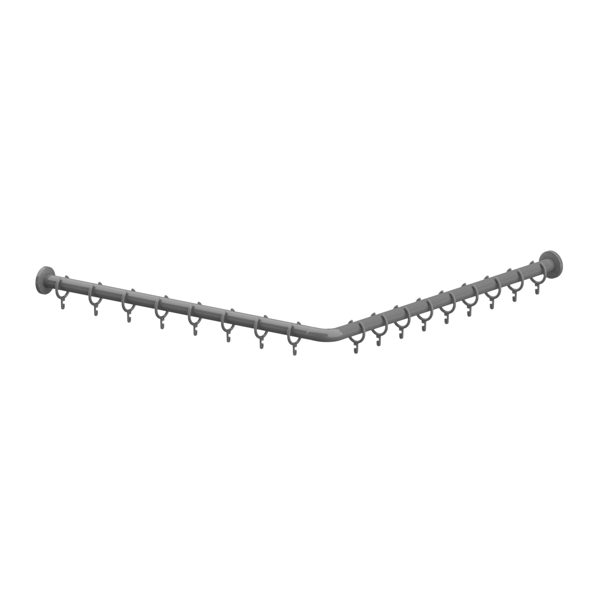 Nylon Care 300 Douchegordijnstang, met Gordijnringen, L-vorm, 900 x 900 mm, Donkergrijs, Antibac Nylon Care 300 Douchegordijnstang, met Gordijnringen, L-vorm, 900 x 900 mm, Donkergrijs, Antibac