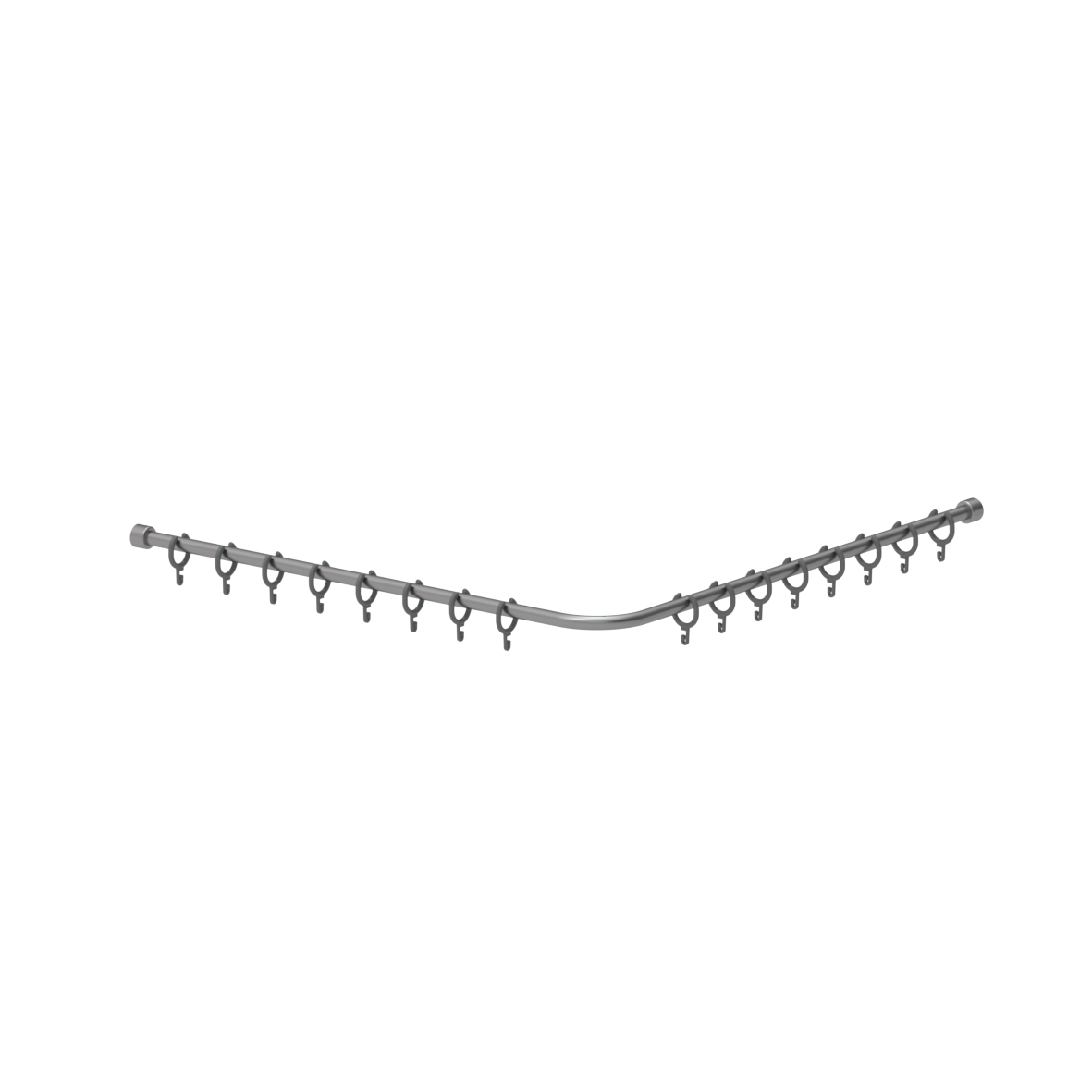 Inox Care Douchegordijnstang, met Gordijnringen, L-vorm, 800 x 800 mm, Roestvrij staal