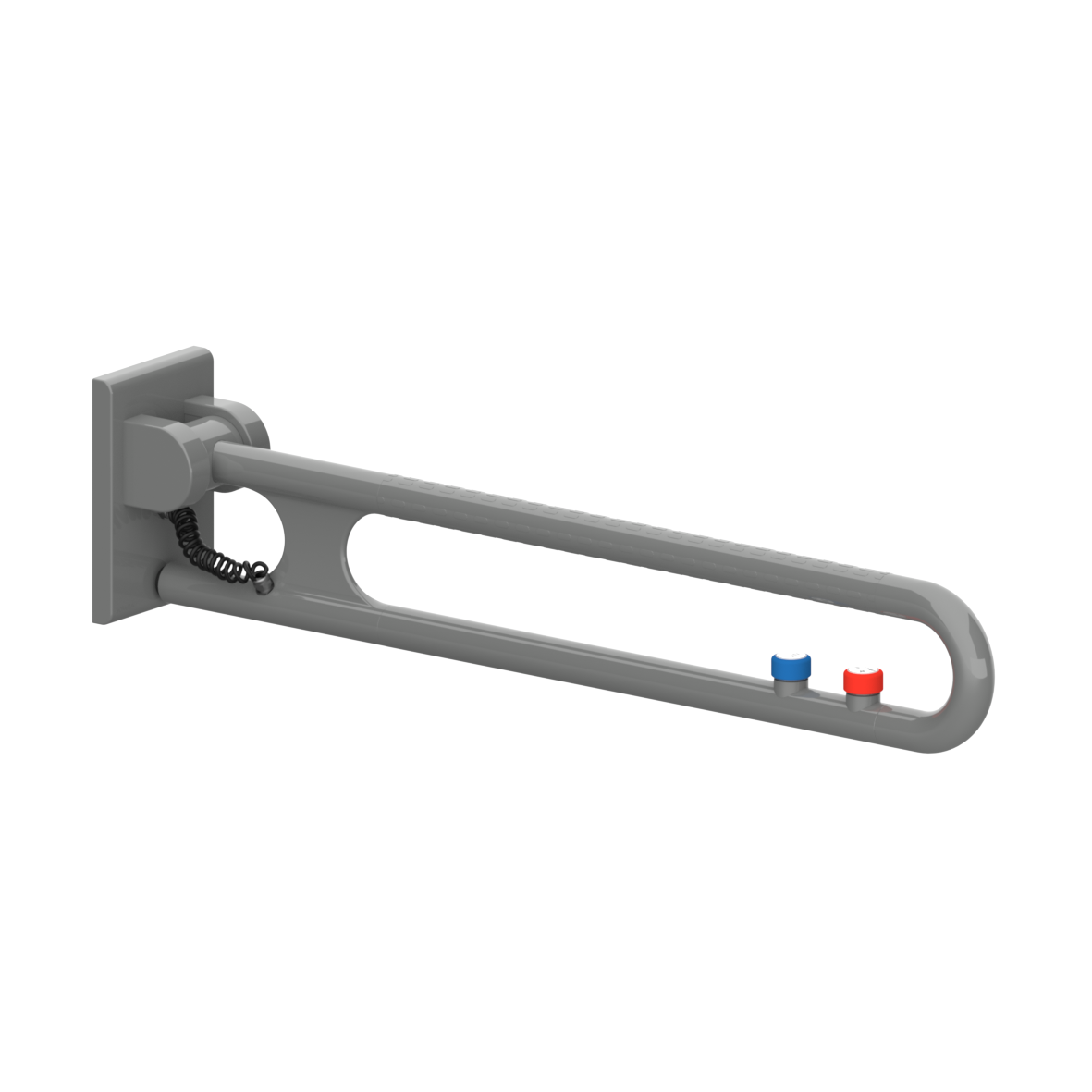 Nylon Care 400 Lift-up support rail, with 2 E-buttons (WC and call: NOC and NCC), left and right, L = 850 mm, connection covered with mounting plate, Dark grey