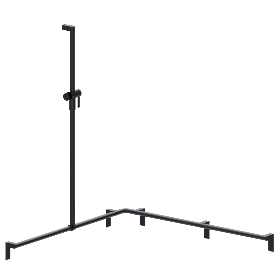 Cavere Care Shower handrail, with movable shower handrail, left, 1100 x 1100 x 1200 mm, Cavere Carbon black