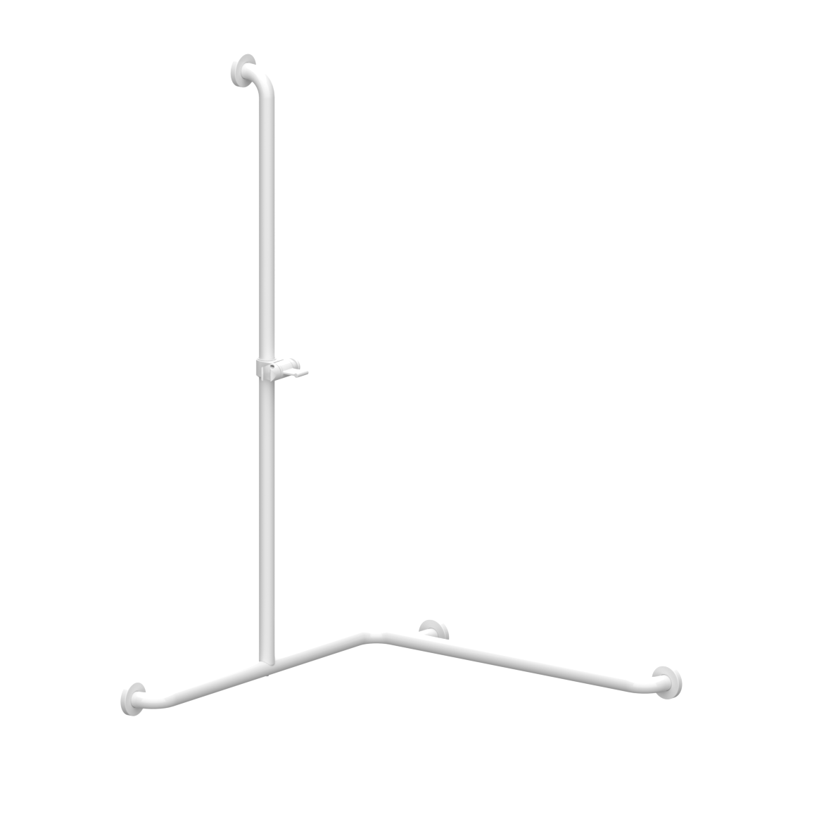 Eco Care Shower handrail, with shower head rail, 750 x 750 x 1200 mm, White